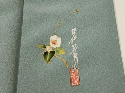 平和屋着物■本草木染作家　瑞鳳　色無地　紋意匠　湊鼠色　金彩　正絹　逸品　AABG9410st