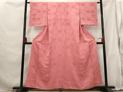 平和屋着物■上質な色無地 菱地紋 今様色 正絹 逸品 未使用 AABG9420st