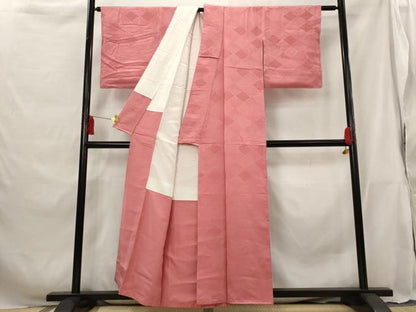 平和屋着物■上質な色無地 菱地紋 今様色 正絹 逸品 未使用 AABG9420st