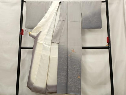 平和屋着物■訪問着 刺繍 芝花文 暈し染め 金糸 金銀彩 正絹 逸品 AABG9422st