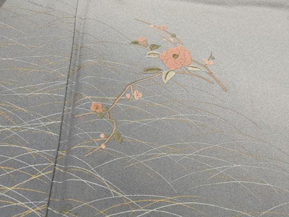 平和屋着物■訪問着 刺繍 芝花文 暈し染め 金糸 金銀彩 正絹 逸品 AABG9422st