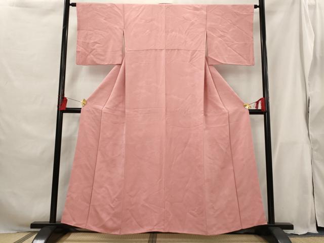 平和屋着物■上質な色無地 幾何学地紋 薄紅色 正絹 逸品 AABG9424st