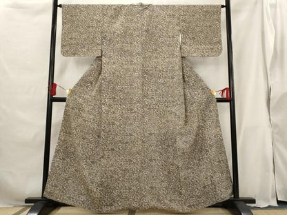 平和屋着物■上質な小紋　紬地　花尽くし　正絹　逸品　AABG9425st