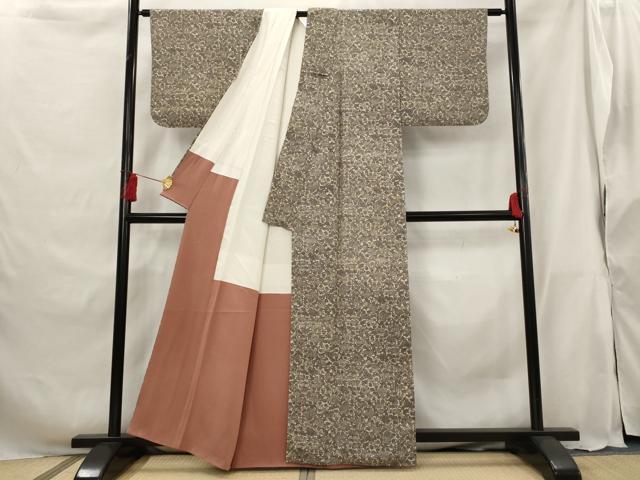 平和屋着物■上質な小紋　紬地　花尽くし　正絹　逸品　AABG9425st
