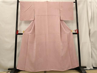 平和屋着物■上質な色無地 蔦の葉地紋 紅梅色 正絹 逸品 AABG9429st