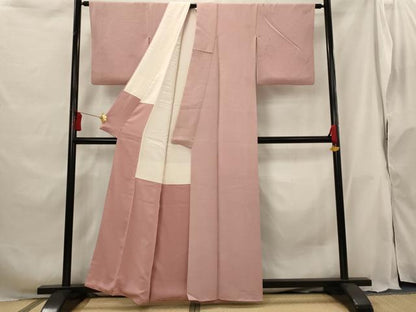 平和屋着物■上質な色無地 蔦の葉地紋 紅梅色 正絹 逸品 AABG9429st