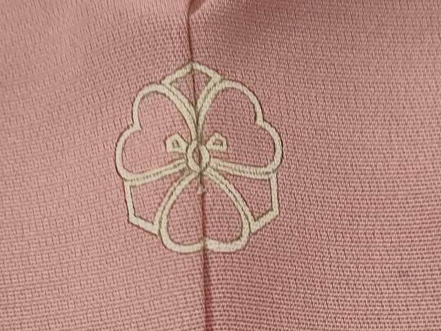 平和屋着物■上質な色無地 蔦の葉地紋 紅梅色 正絹 逸品 AABG9429st