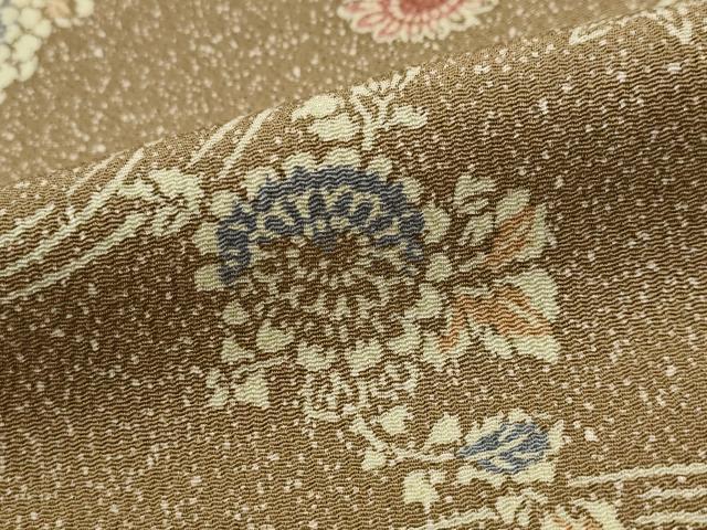 平和屋着物■上質な小紋 流水花文 鬼しぼ縮緬 正絹 逸品 AABG9431st