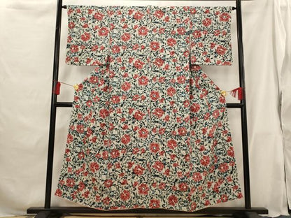 平和屋着物■上質な小紋 更紗花文 正絹 逸品 AABG9435st