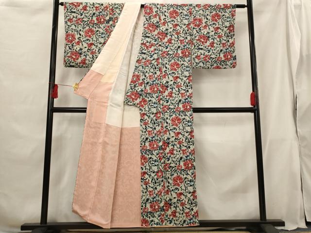 平和屋着物■上質な小紋 更紗花文 正絹 逸品 AABG9435st