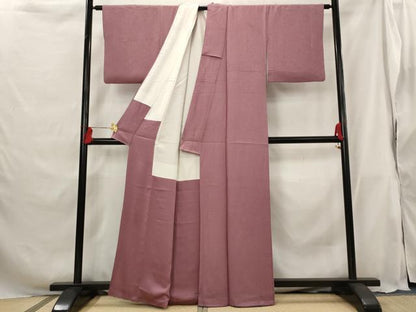 平和屋着物■上質な色無地 紋意匠 浅蘇芳色 正絹 逸品 AABG9438st