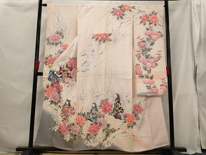平和屋着物■豪華振袖　人物花文　暈し染め　金彩　正絹　逸品　AABG9439st