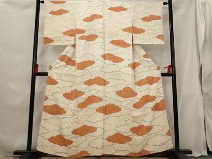 平和屋着物■上質な小紋 雲取り文様 正絹 逸品 AABG9441st