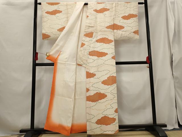 平和屋着物■上質な小紋 雲取り文様 正絹 逸品 AABG9441st