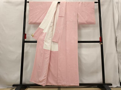 平和屋着物■上質な色無地 立波地紋 珊瑚色 正絹 逸品 AABG9444st