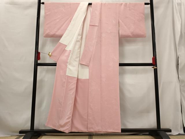 平和屋着物■上質な色無地 立波地紋 珊瑚色 正絹 逸品 AABG9444st