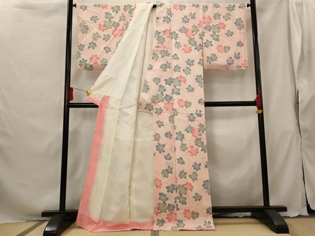 平和屋着物■上質な小紋 舞花文 暈し染め 正絹 逸品 AABG9455st