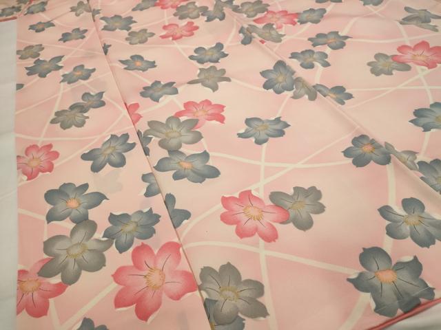 平和屋着物■上質な小紋 舞花文 暈し染め 正絹 逸品 AABG9455st