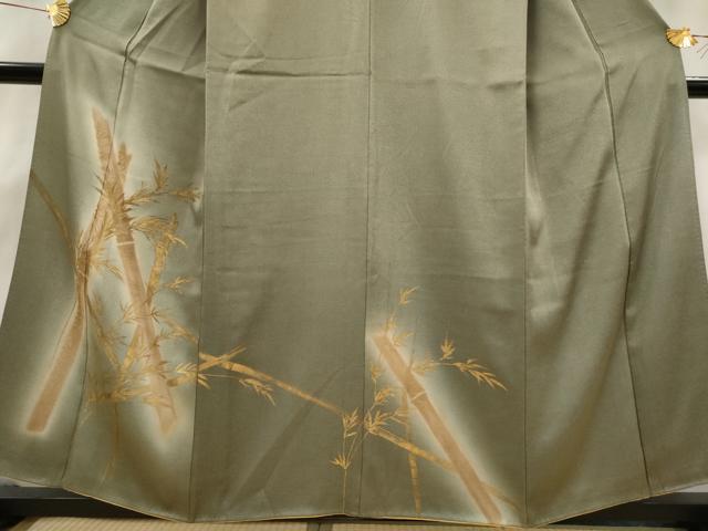 平和屋着物■訪問着 笹竹文 暈し染め 金糸 金彩 正絹 逸品 AABG9457st