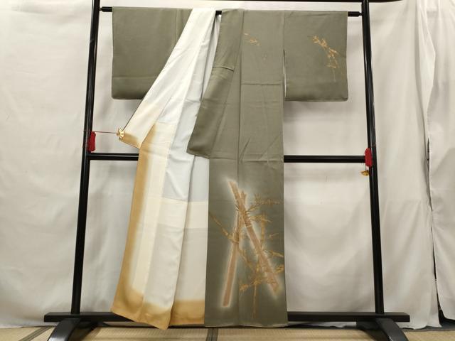 平和屋着物■訪問着 笹竹文 暈し染め 金糸 金彩 正絹 逸品 AABG9457st