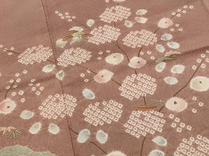 平和屋着物■訪問着 刺繍 草花文 金糸 金銀彩 正絹 逸品 AABG9461st