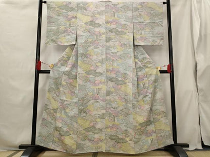 平和屋着物■上質な小紋 風景文 正絹 逸品 AABG9464st