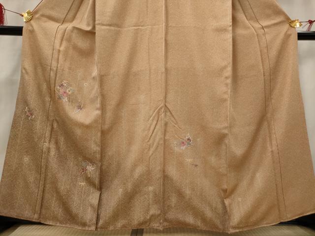 平和屋着物■訪問着 刺繍 草花文 暈し染め 金糸 金彩 正絹 逸品 AABG9466st