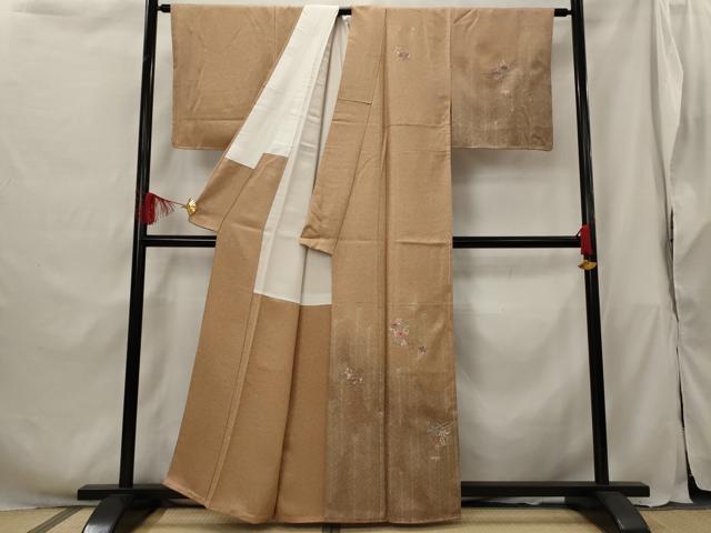 平和屋着物■訪問着 刺繍 草花文 暈し染め 金糸 金彩 正絹 逸品 AABG9466st