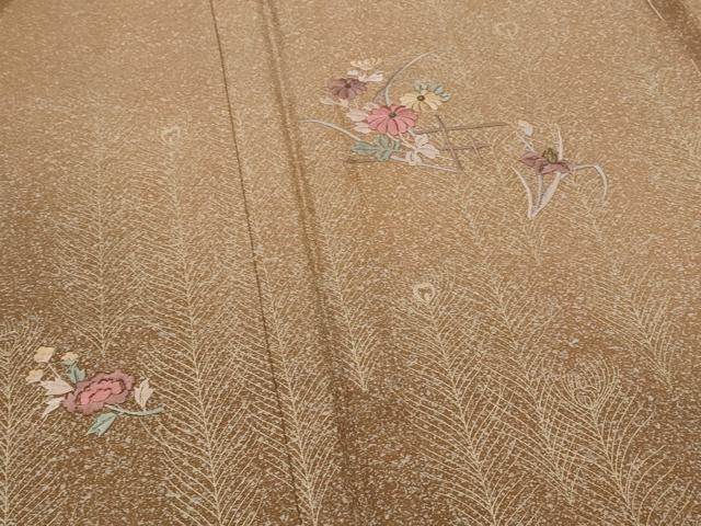 平和屋着物■訪問着 刺繍 草花文 暈し染め 金糸 金彩 正絹 逸品 AABG9466st