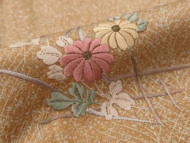 平和屋着物■訪問着 刺繍 草花文 暈し染め 金糸 金彩 正絹 逸品 AABG9466st