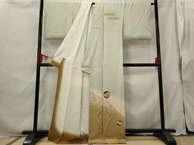 平和屋着物■訪問着 雪輪花文 暈し染め 金銀彩 正絹 逸品 AABG9467st