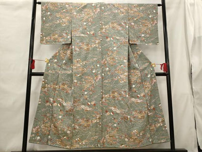 平和屋着物■上質な小紋 枝花文 金彩 正絹 逸品 AABG9474st