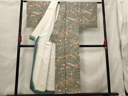 平和屋着物■上質な小紋 枝花文 金彩 正絹 逸品 AABG9474st