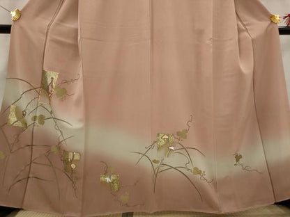 平和屋着物■豪華色留袖　駒刺繍　色紙花鳥文　暈し染め　金彩　正絹　逸品　AABG9475st