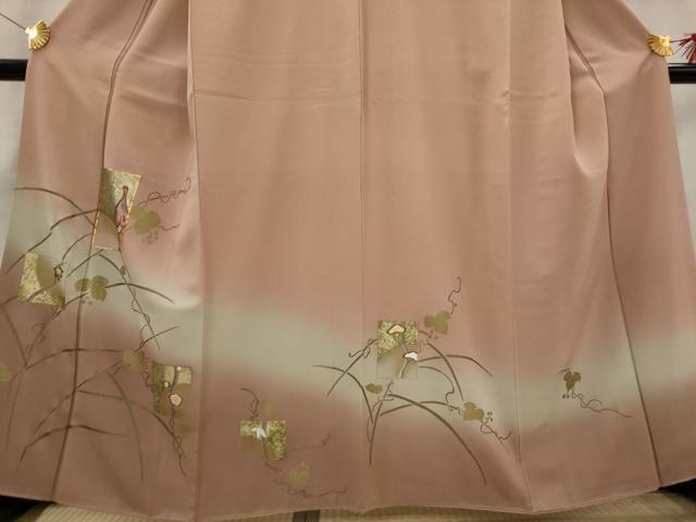 平和屋着物■豪華色留袖　駒刺繍　色紙花鳥文　暈し染め　金彩　正絹　逸品　AABG9475st