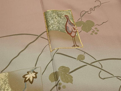 平和屋着物■豪華色留袖　駒刺繍　色紙花鳥文　暈し染め　金彩　正絹　逸品　AABG9475st