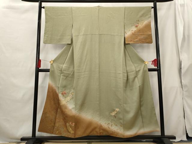 平和屋着物■訪問着 刺繍 短冊花文 暈し染め 金糸 金彩 正絹 逸品 AABG9482st