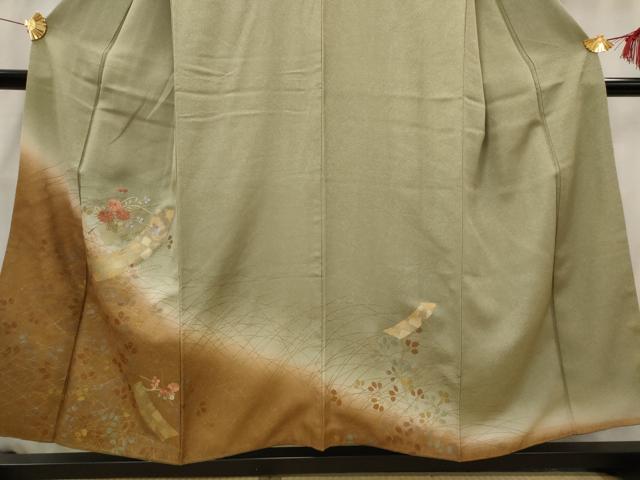 平和屋着物■訪問着 刺繍 短冊花文 暈し染め 金糸 金彩 正絹 逸品 AABG9482st