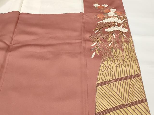 平和屋着物■豪華色留袖 駒刺繍 笠松文 金彩 正絹 逸品 AABG9483st