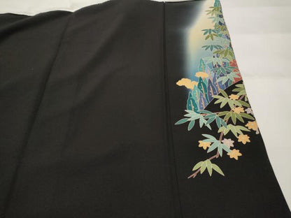 平和屋着物■豪華黒留袖 友禅 作家物 風景文 暈し染め 正絹 逸品 AABG9484st