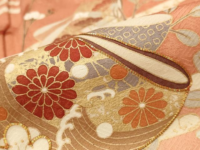 平和屋着物■訪問着 駒刺繍 枝花文 暈し染め 金彩 正絹 逸品 AABG9486st