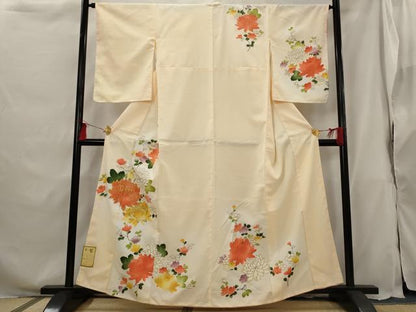平和屋着物■訪問着　駒刺繍　草花文　暈し染め　金糸　洗える着物　未使用　AABG9490st