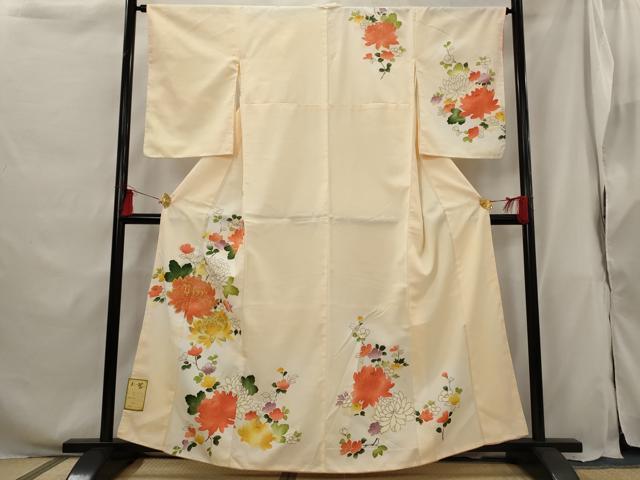 平和屋着物■訪問着　駒刺繍　草花文　暈し染め　金糸　洗える着物　未使用　AABG9490st