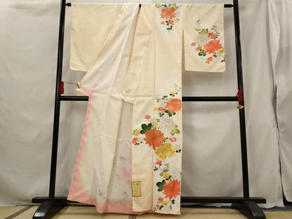 平和屋着物■訪問着　駒刺繍　草花文　暈し染め　金糸　洗える着物　未使用　AABG9490st
