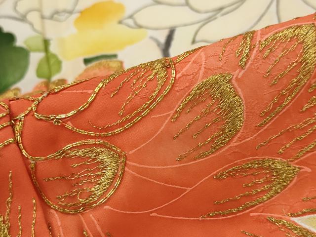 平和屋着物■訪問着　駒刺繍　草花文　暈し染め　金糸　洗える着物　未使用　AABG9490st