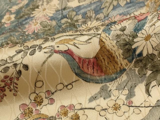 平和屋着物■上質な小紋 花鳥文 正絹 逸品 AABG9492st