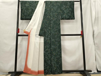 平和屋着物■上質な小紋 枝花文 正絹 逸品 AABG9494st
