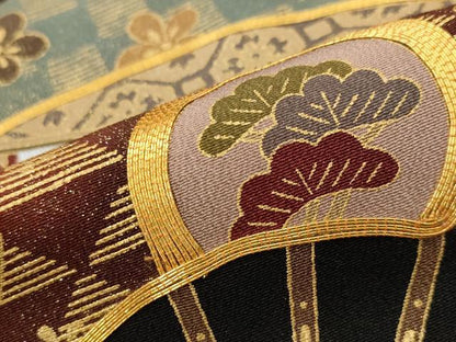 平和屋着物■豪華黒留袖 駒刺繍 扇面花文 金彩 正絹 逸品 AABG9499st