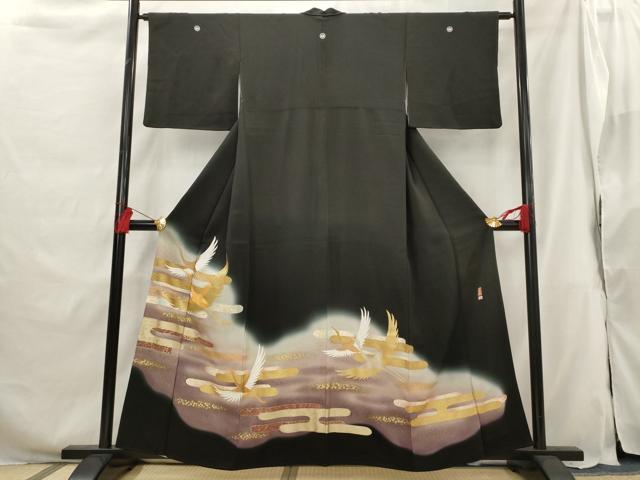 平和屋着物■豪華黒留袖 作家物 駒刺繍 エ霞飛鶴文 暈し染め 金彩 正絹 逸品 AABG9500st