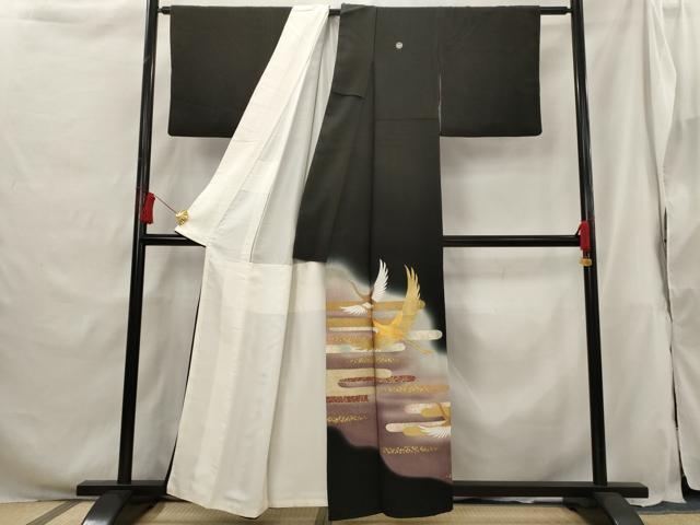 平和屋着物■豪華黒留袖 作家物 駒刺繍 エ霞飛鶴文 暈し染め 金彩 正絹 逸品 AABG9500st
